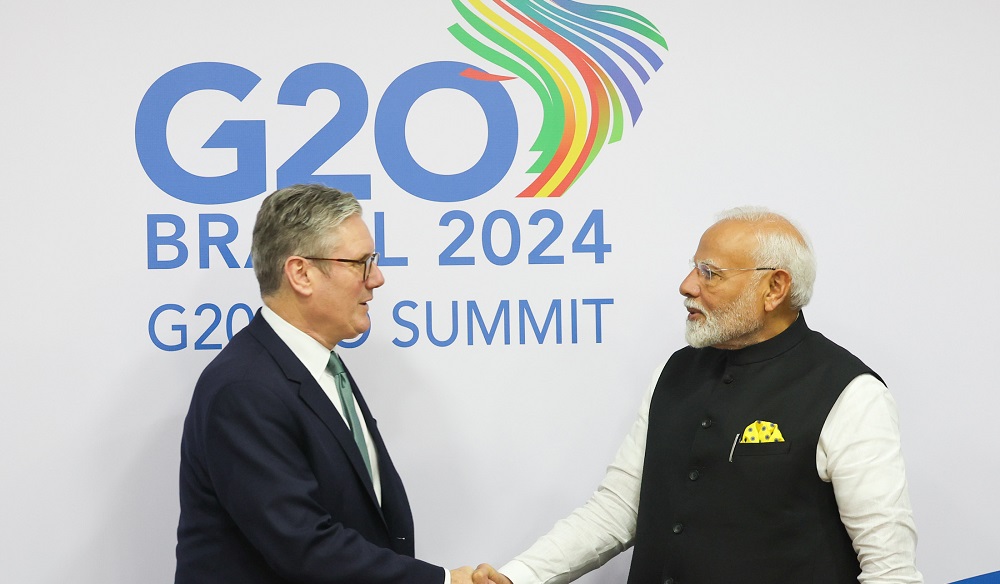 PM in a bilateral meeting with the Prime Minister of United Kingdom, Mr. Keir Starmer during G20 Summit at Rio de Janeiro, in Brazil. Image Credit: https://www.pmindia.gov.in/